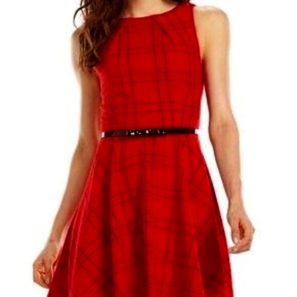 ELLE "Lady in RED" Dress - Fit & Flare fit - full skirt, sleeveless - Sz 12 - Picture 3 of 5